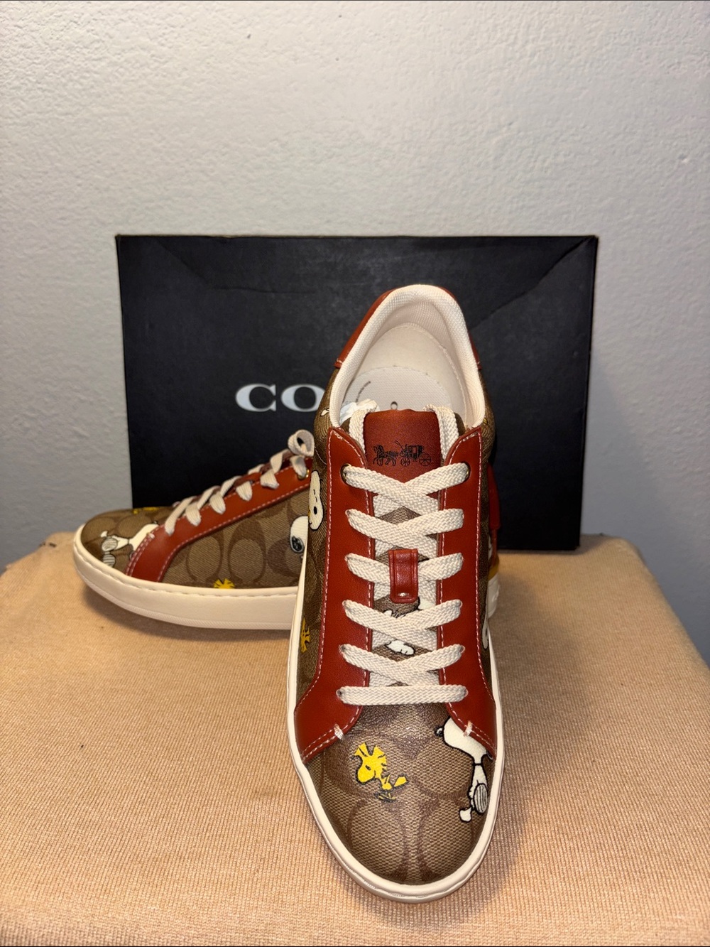 New Coach X Peanuts Clip Low Top Sneaker Signature Canvas SnoopyWoodstock Print - Picture 2 of 11